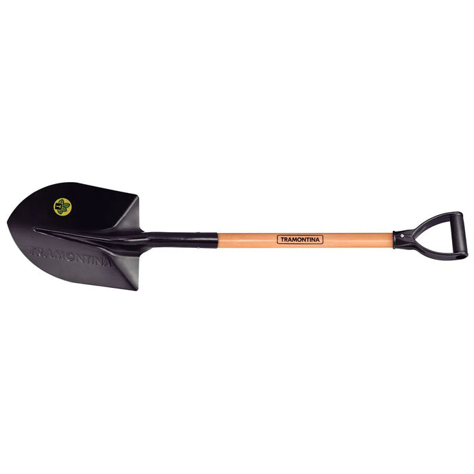 Pá de Bico Tramontina 460/20 em Aço com Cabo de Madeira 71 cm com Empunhadura Plástica Curva Ergonômica