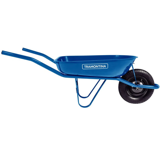 Carrinho de Mão Tramontina com Caçamba Rasa Metálica Azul 50 L, Braço Metálico e Pneu com Câmara